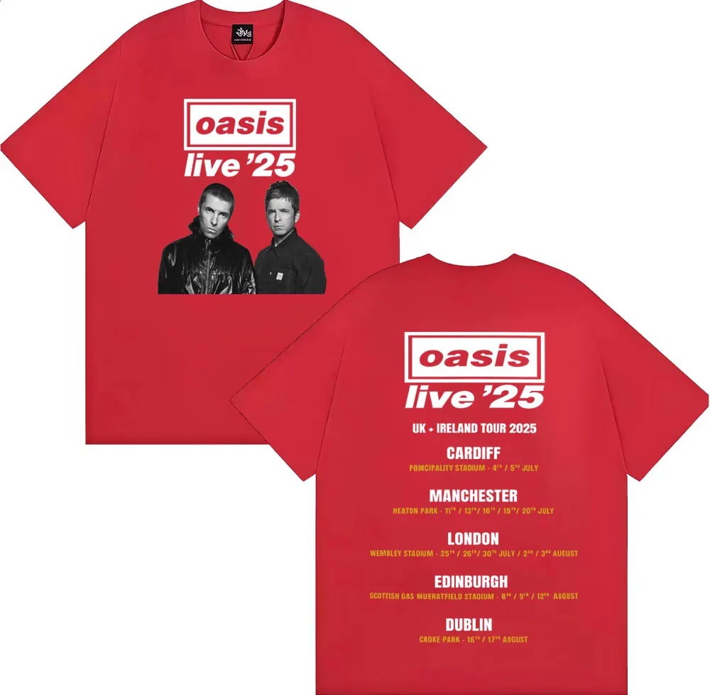 Rock Band O-Oasis Live '25 UK & Ireland Tour 2025 Printed T-shirt
