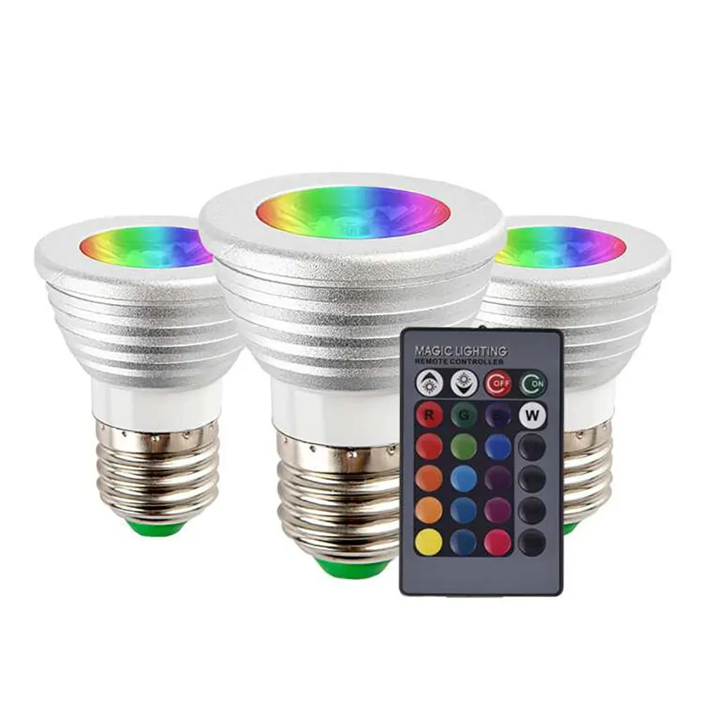 

E27/GU10 Светодиодные прожекторы RGB с дистанционным управлением, 5 Вт, украшение для дома, цветные, праздничные, с регулируемой яркостью, волшебное RGB-подсветка + пульт дистанционного управления