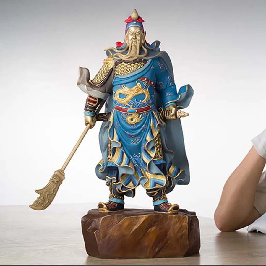 HOME shop Entrance hall Geomantic omen statue  God of wealth LUCK patron saint GUAN GONG FENG SHUI color copper ART