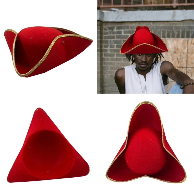 Adult Colonial Tricorn Hat Halloween Carnivals Photography Decors Pirate Hat Adult Carnivals Hat Party Festives Hat