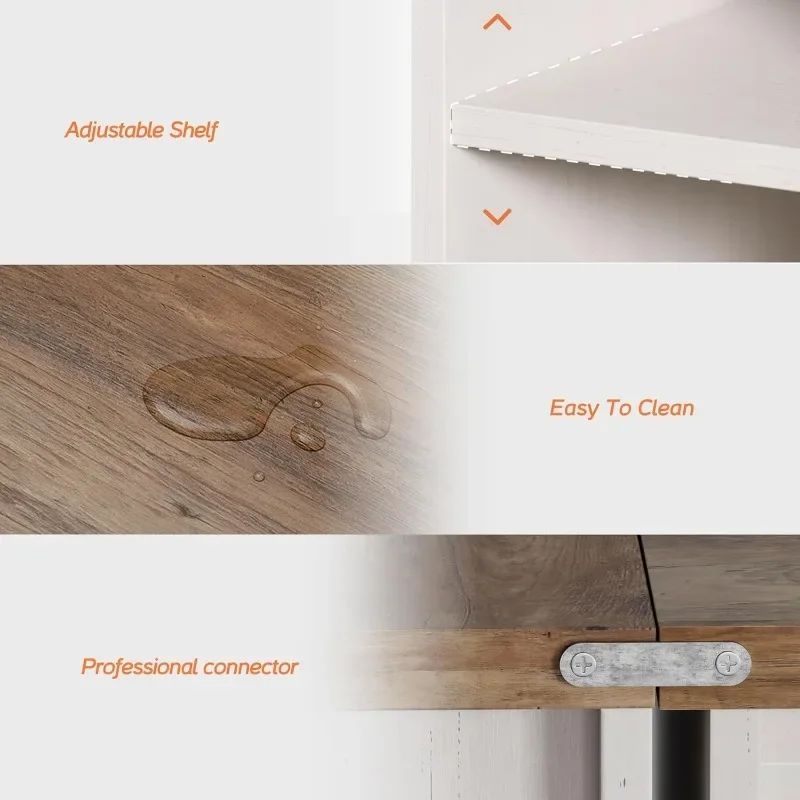 WAMPAT Modern Farmhouse 3 in 1 TV Stand for 75 85 95" TVs Wood Entertainment Center with Open Storage for Living Room Antique