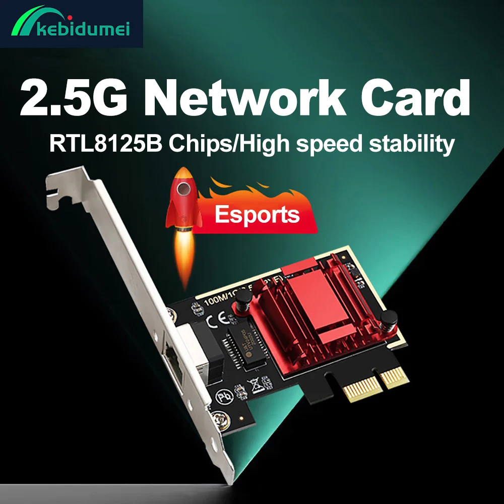

Сетевая карта Kebidumei 2,5G PCI-E к RJ45, 2500 Мбит/с, RJ45 PCI Express, преобразователь Lan Ethernet, гигабитный адаптер для ПК Win 7/8/10/11