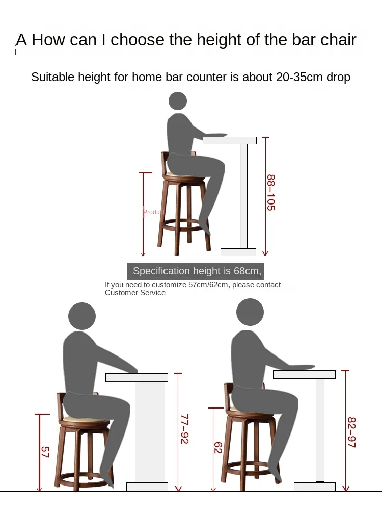 Tabouret de Bar Moderne et Minimaliste en Bois Massif avec Dossier, Chaise Rotative, Style Nordique