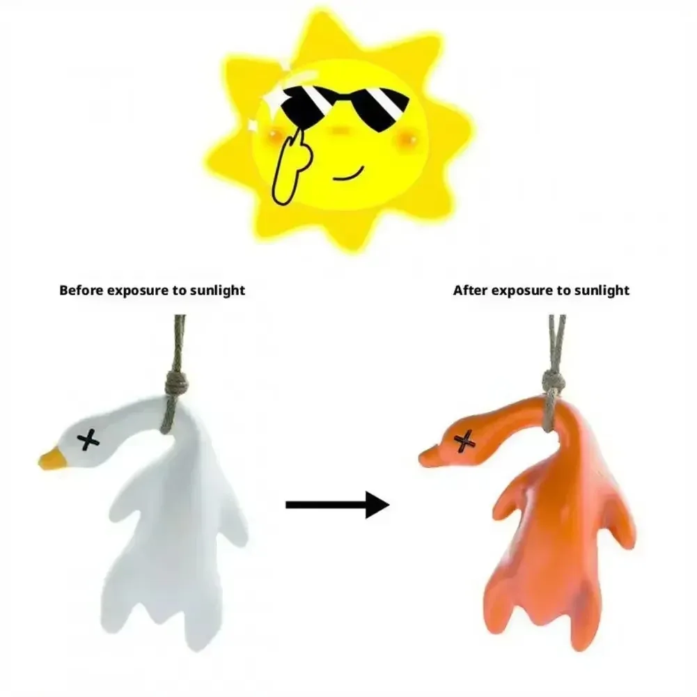 Fun Color Change Duck Keychain Fashion Funny Goose Pendants for Bag Car Keyrings Cute Cartoon UV Photochromic Key Chains