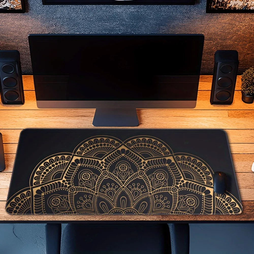 Tapis de souris rétro de style bohème avec un motif floral mandala doré, alfombrillas para escritorio, tapis de souris, коврик для мышки