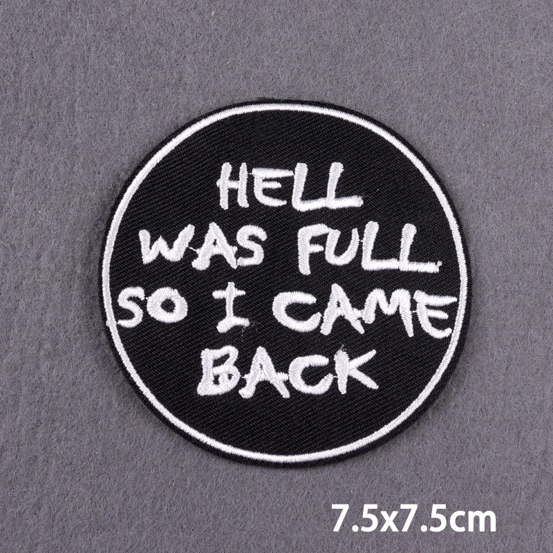 Schwarzer Aufnäher mit Slogan zum Aufbügeln für Kleidung, DIY-Stickerei-Applikation, Bügelbare Aufnäher, DIY-Bügelsticker, Abzeichen – Detail 20