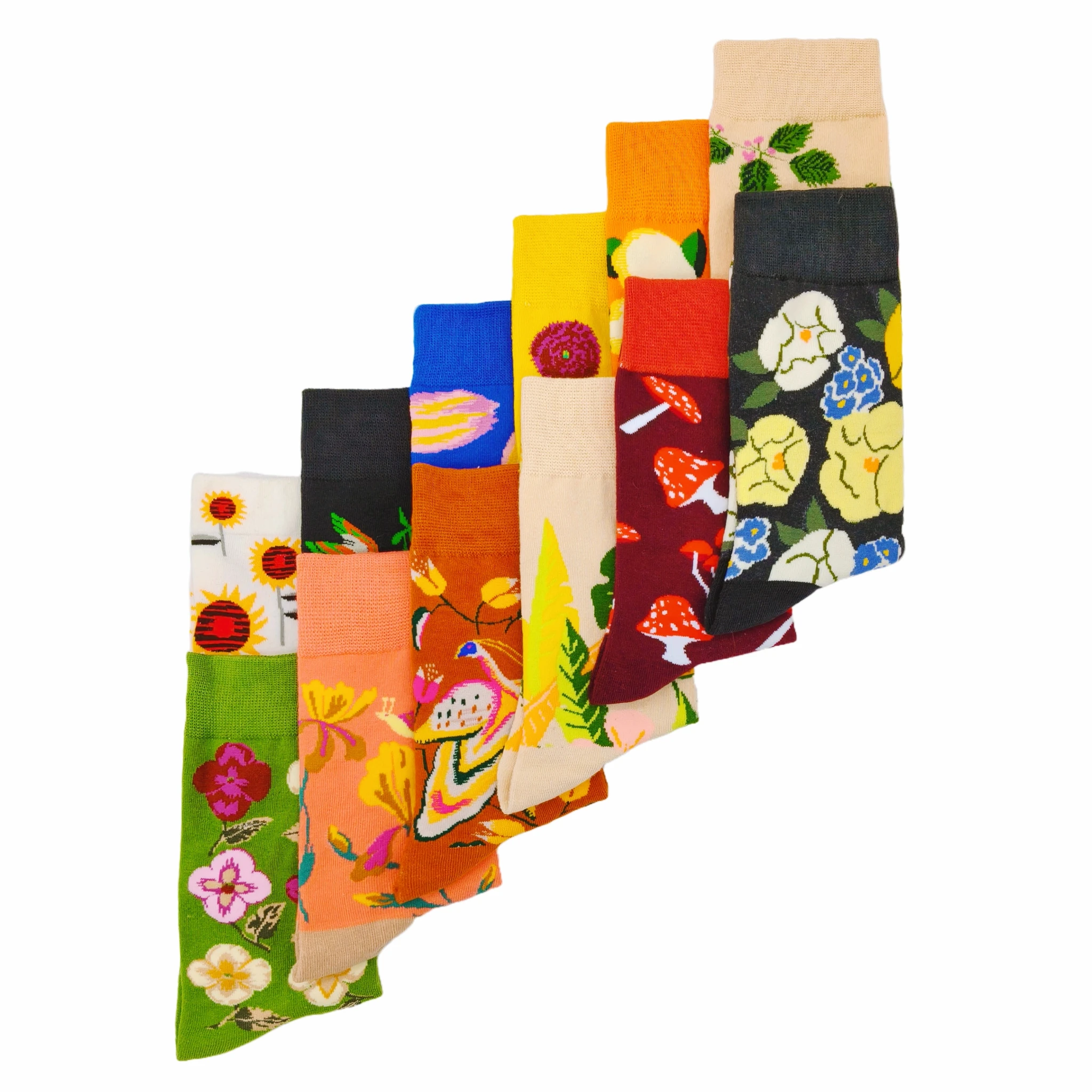 12 Pairs Flowers Print Tube Socks