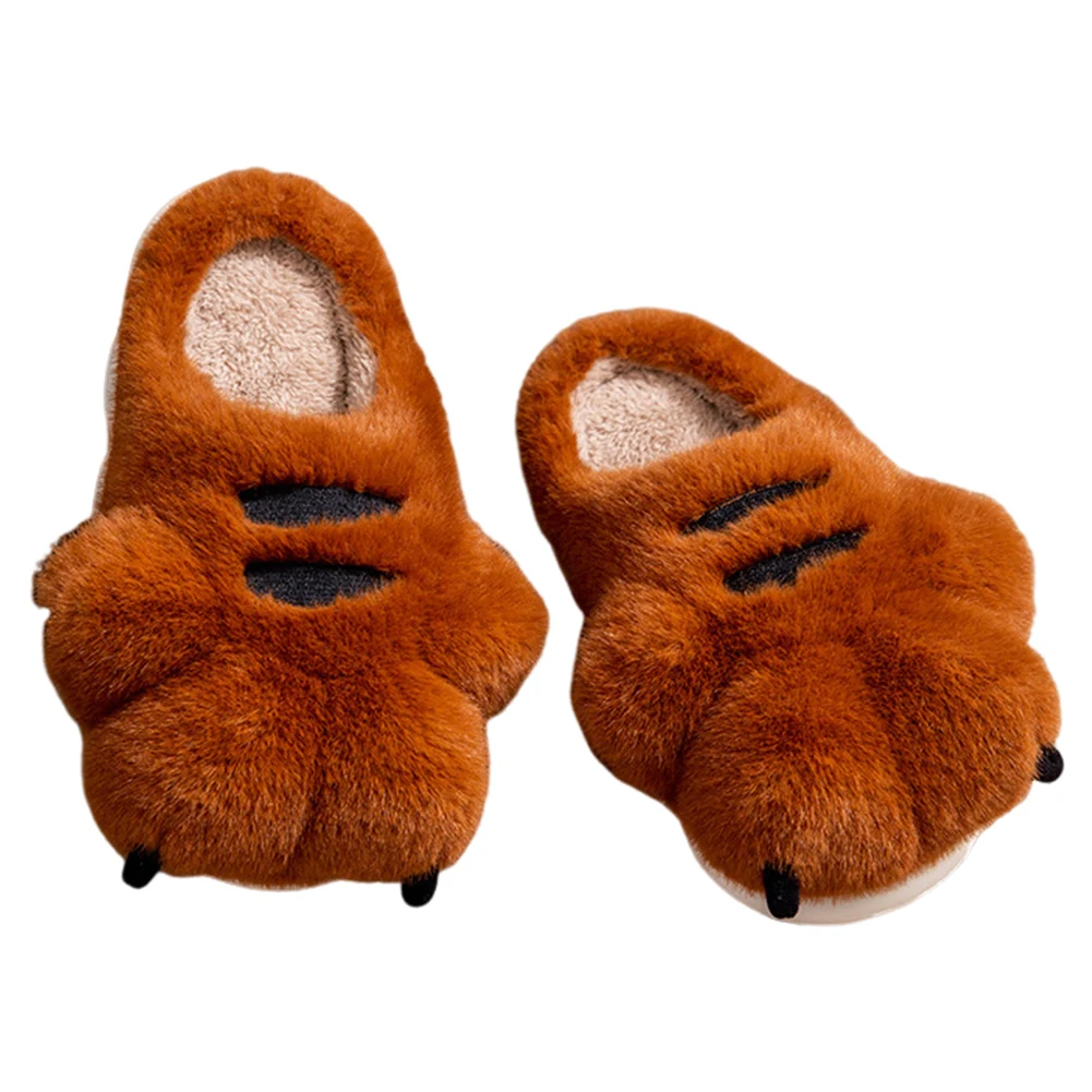 Tiger Paw Plüsch-Hausschuhe, warme Slip-on-Hausschuhe, rutschfeste, flauschige Hausschuhe, pelzige Pfote, Paar-Hausschuhe für Herbst und Winter