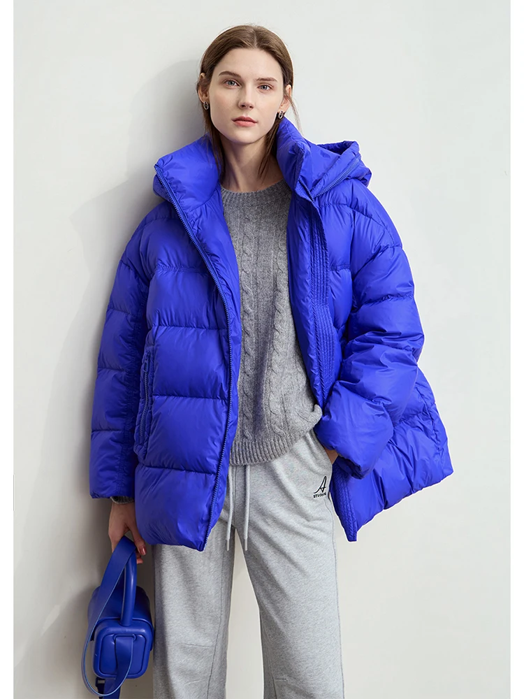 AMII Minimalist Women Winter Down Jacket 2024 New Warm Thick Hooded Parkas Coats Loose Female Commuter Puffer Overcoat 12444031