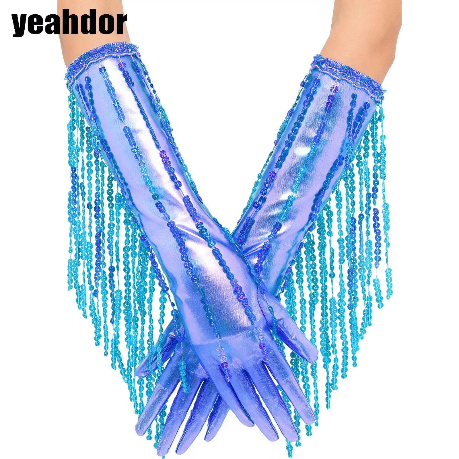 

Женские перчатки с бахромой и блестками, металлические блестящие перчатки 1920-х годов с оперными кисточками, перчатки для выпускного вечера, певицы, танцовщицы, аксессуары для перчаток