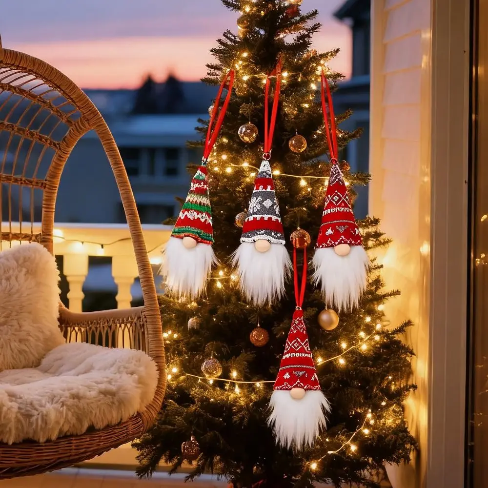 

3/6Pcs Creative Christmas Decoration Pendant Handmade Plush Gnomes Knitted Yarn Doll Hanging Pendants Easy To Hang Faceless Doll