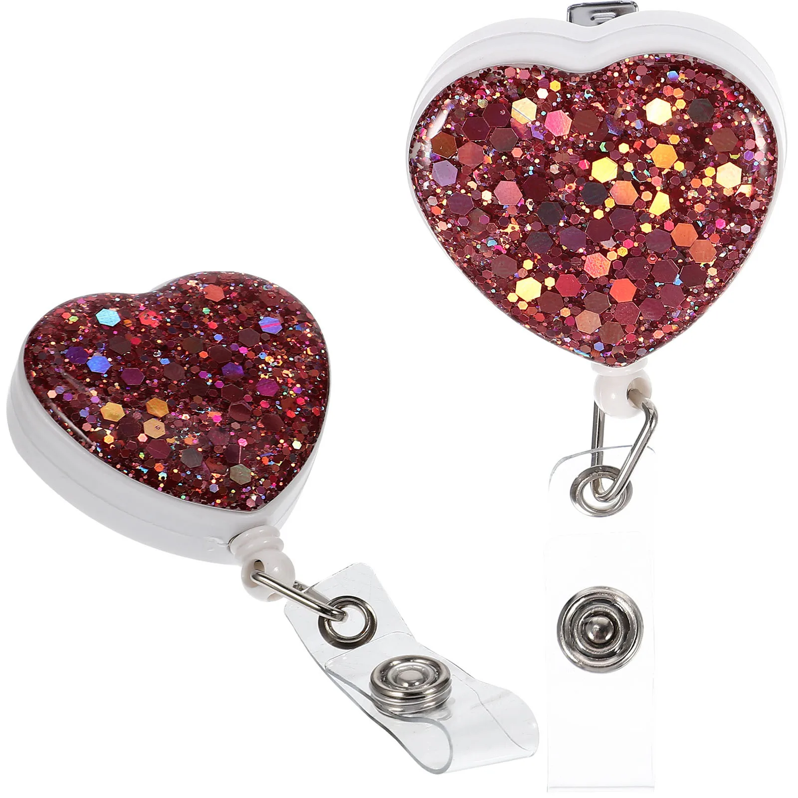 

2Pcs Heart-Shaped Practical Badge Holders Adorable Id Cards Clips Name Badge Clips Portable for Nurse Office Use