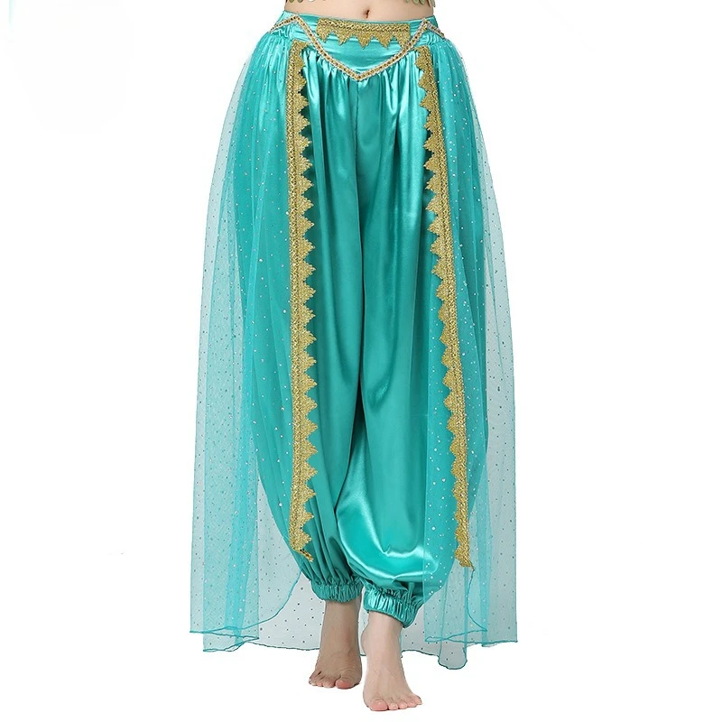 Belly Dance Costume Netted Lantern Pants Stage Performance Outfit Dance Outfit Wide-leg Pants Stage Outfit Sequined Dance Pants