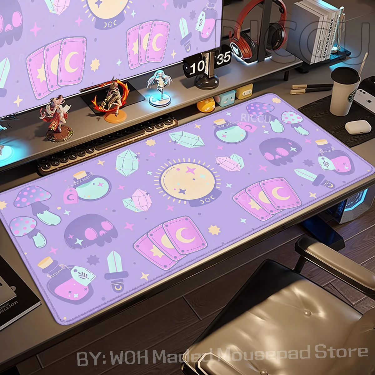 

Cute Goth Mouse Pad XXL Purple Witch Desk Mat Large Gaming Deskpad Magic Mushroom Witchy Divination Mousepad Gamer Extended pad