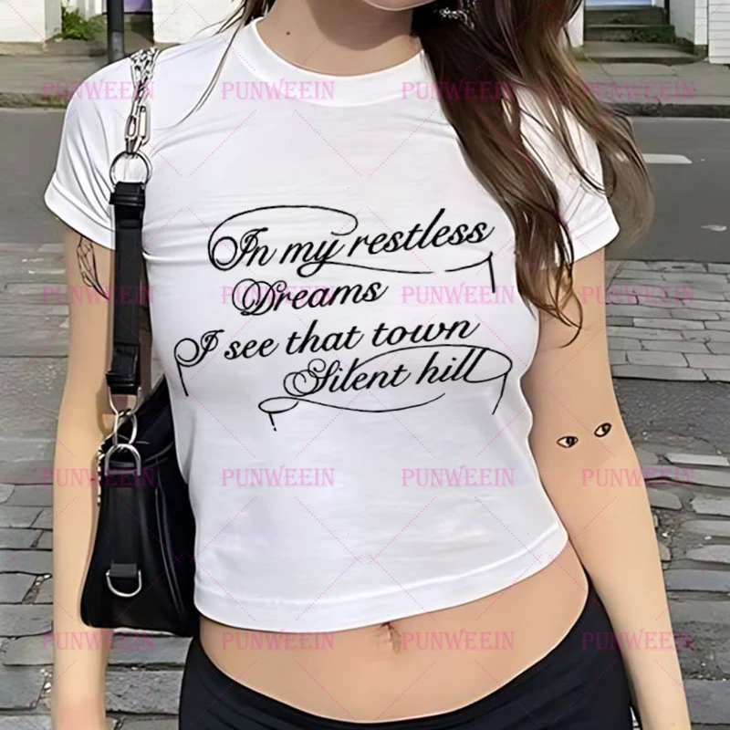 Punk gothique lettre débardeur motif imprimé Streetwear esthétique doux Vintage crop t-shirts années 90 Y2K Emo filles chic femmes bébé t-shirt
