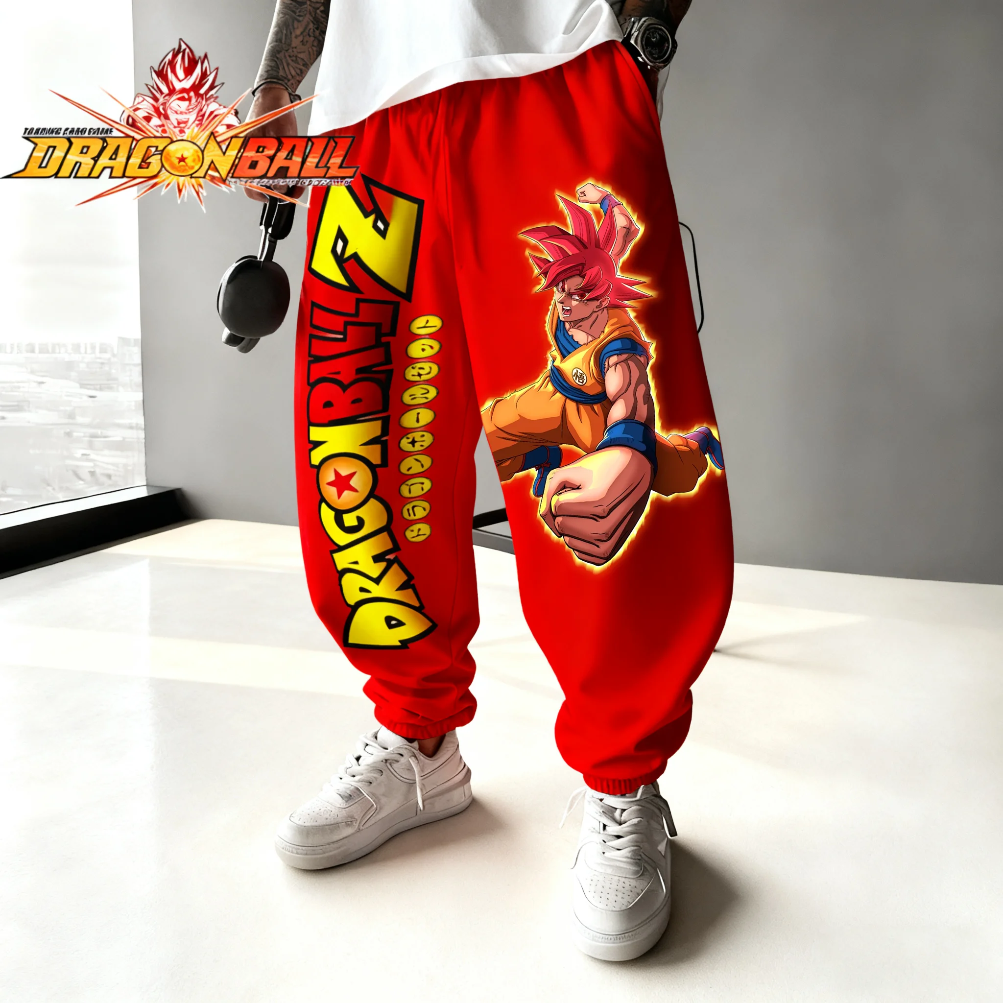 2025 Otoño/Invierno Japón Anime Dragon Ball Super Saiyan Goku pantalones de chándal con estampado de algodón pantalones de moda sueltos de calle para hombres