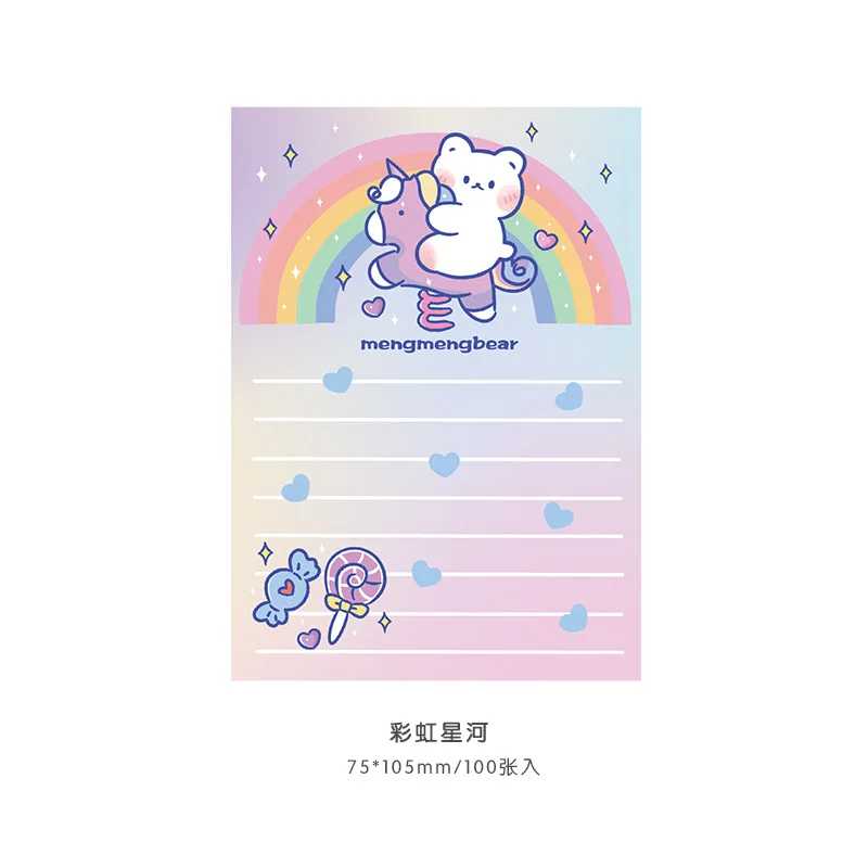 Kawaii Cartoon Bear Rainbow Notepad messaggio note To Do List promemoria di pianificazione diario di ritagli carino cancelleria coreana