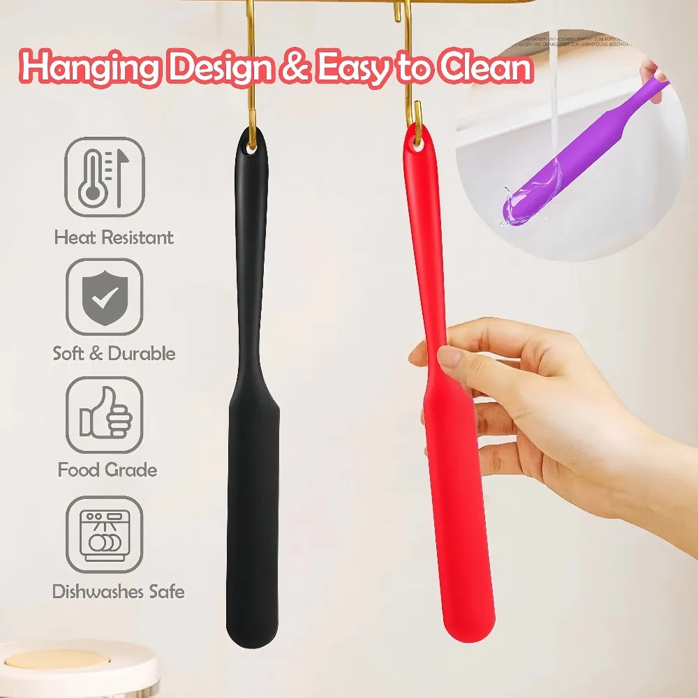 Long Handle Integrated Silicone Spatula Food Grade Heat Resistant Non-Stick Baking Cooking Tool Cake CreamButter ColorfulUtensil
