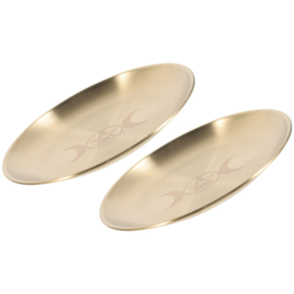 

2 Pcs Three-phase Moon Gold Plate Candlestick Holder Serving Tray Wedding Decorations Small Storage Iron Metal Trays Decorative