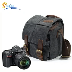 Bolso Vintage de lona para cámara DSLR, bolso de hombro, funda para cámara Canon, Nikon, Sony, bolsa para lentes, bolsas de fotografía impermeables