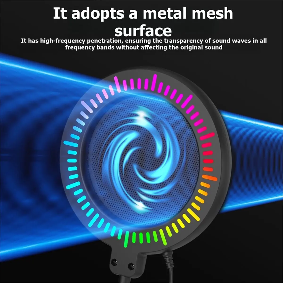 DT81 Microphone Blast Filter Flexible Windscreen Soundproof Enclosure, Colorful Lighting Effects, RGB Anti-Glare Filters