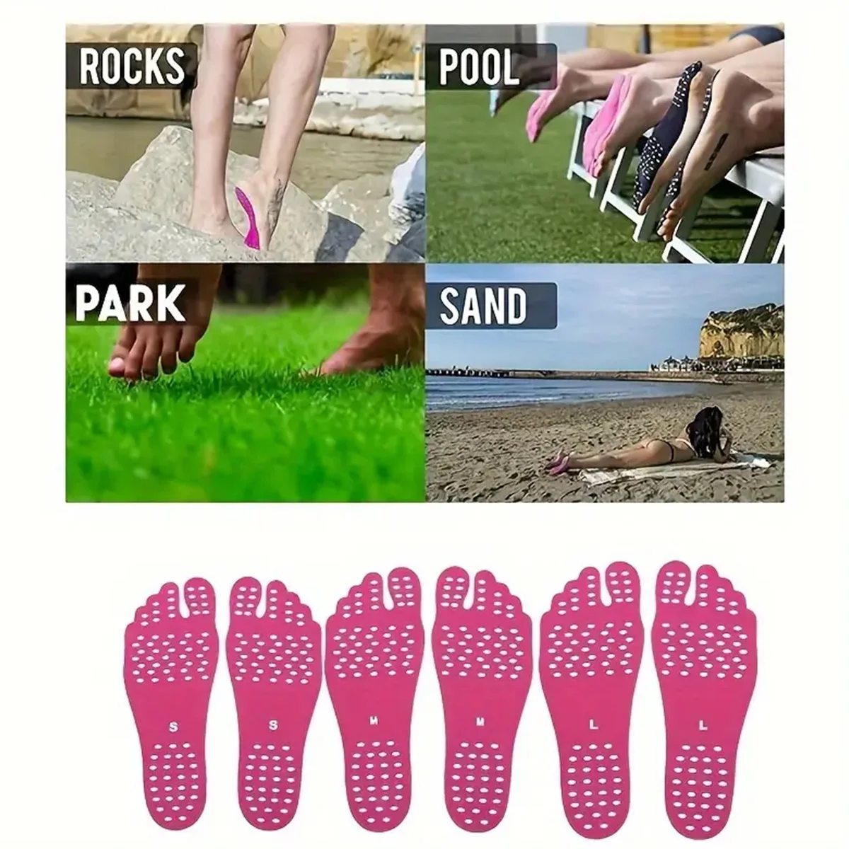 1 Pair Beach Foot Sole Insoles Disposable Removable Self-adhesive Portable Foot Pads Invisible Sole Insulation Foot Pads
