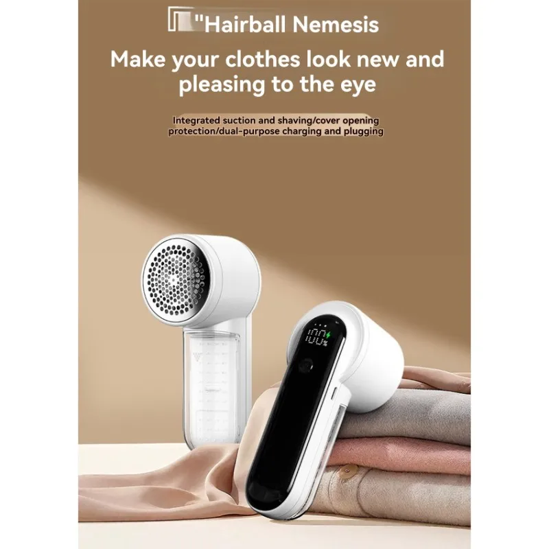 

N09R-For Clothes, White-2025 New Rechargeable Fabric Shaver With Digital Display-Powerful Electric Lint Remover
