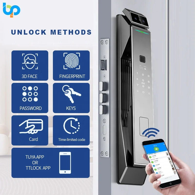 3D Face Recognition Lock Automatic Electronic Home Security Biometric Finger Print Lock Fingerprint RFID Card Smart Door Lock