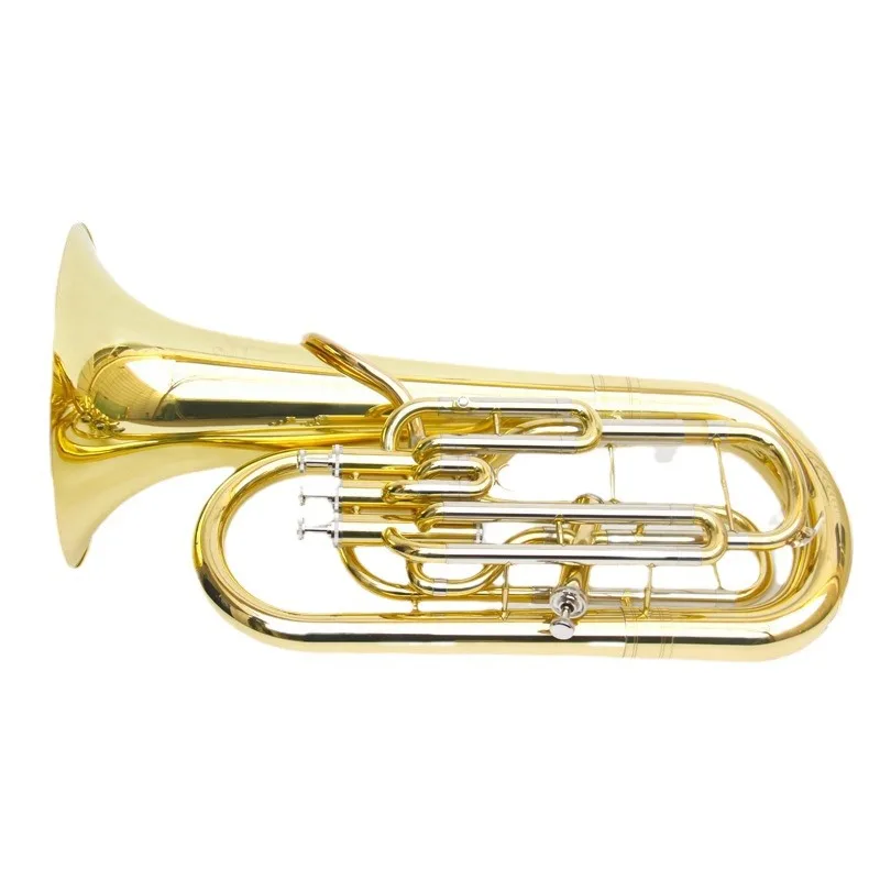 Bb Tone 3 Plus 1 Upright Layout Euphonium Brass Body 4‑Key Wind Musical Instrument for Student School Band Daily Rehearsal