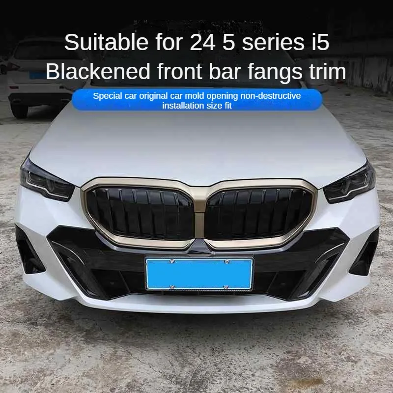 Carbon Fiber Car Styling Front Bumper Wolf Tooth Decorative Strip Fit For BMW New 5 Series i5 525 530 2024 Sports Kits