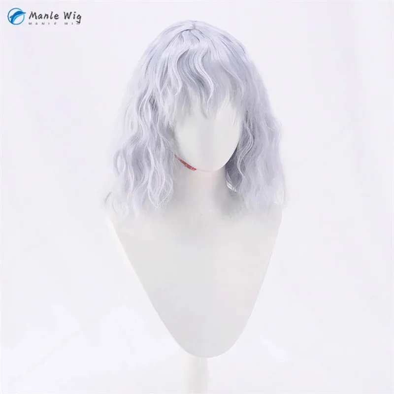 Neferpitou 35cm Silver Purple Curly Wigs Cosplay Anime Costumes Heat Resistant Synthetic Hair + Wig Cap