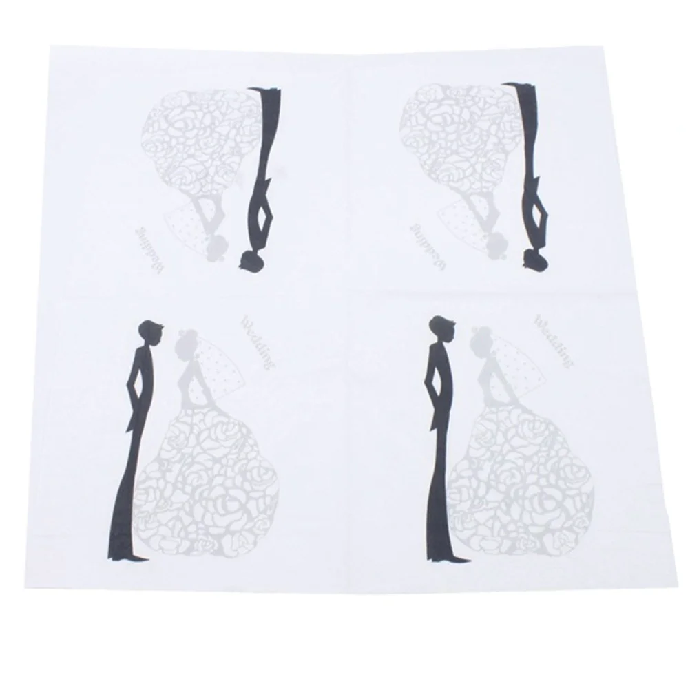40 قطعة من المناديل الورقية الصديقة للبيئة المطبوعة نمط العروس والعريس زينة حفلات الزفاف مناديل الحفلات الجميلة