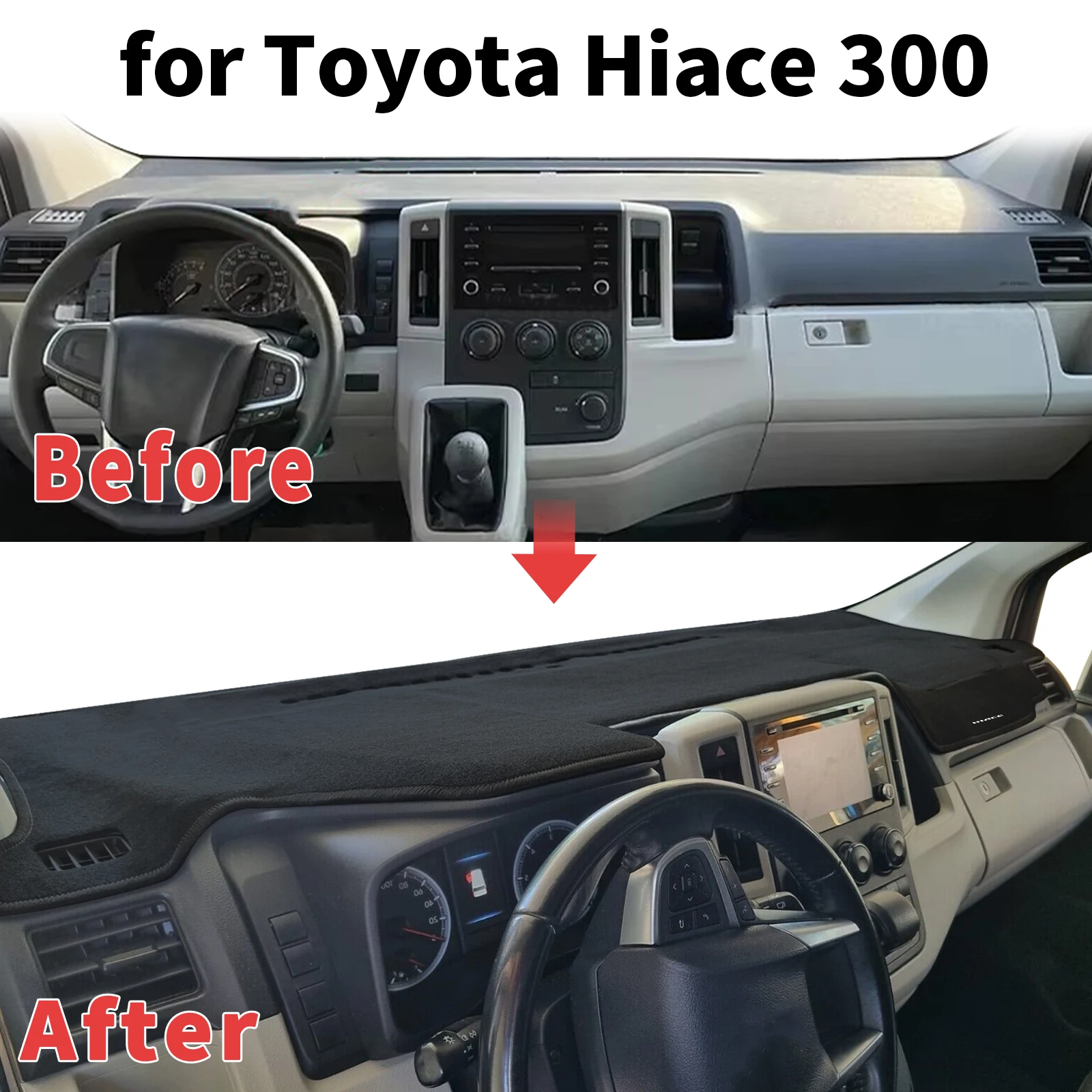for Toyota HiAce H300 2019-2025 Dashboard Cover Sun Shade Protector Dashmat Anti-Glare UV Block Carpet Mat Automotive Dash Mat