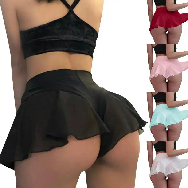 lady dance ruffle shorts sexy high waist pole dance frill shorts Summer solid color hot pants mini tight woman bikini shorts