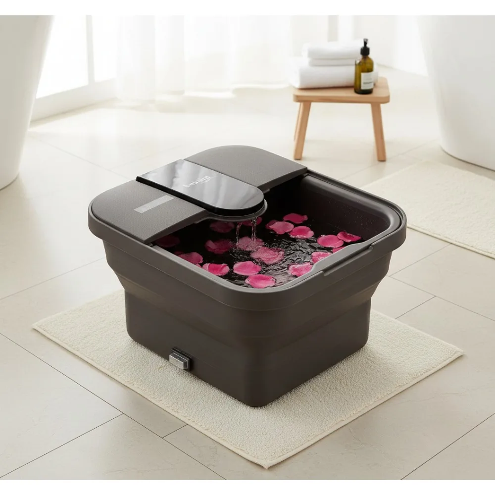 

Collapsible Foot Spa with Heat, Massage & Bubble Jets - 6 Rollers, Red Light & Removable Pumice Stone