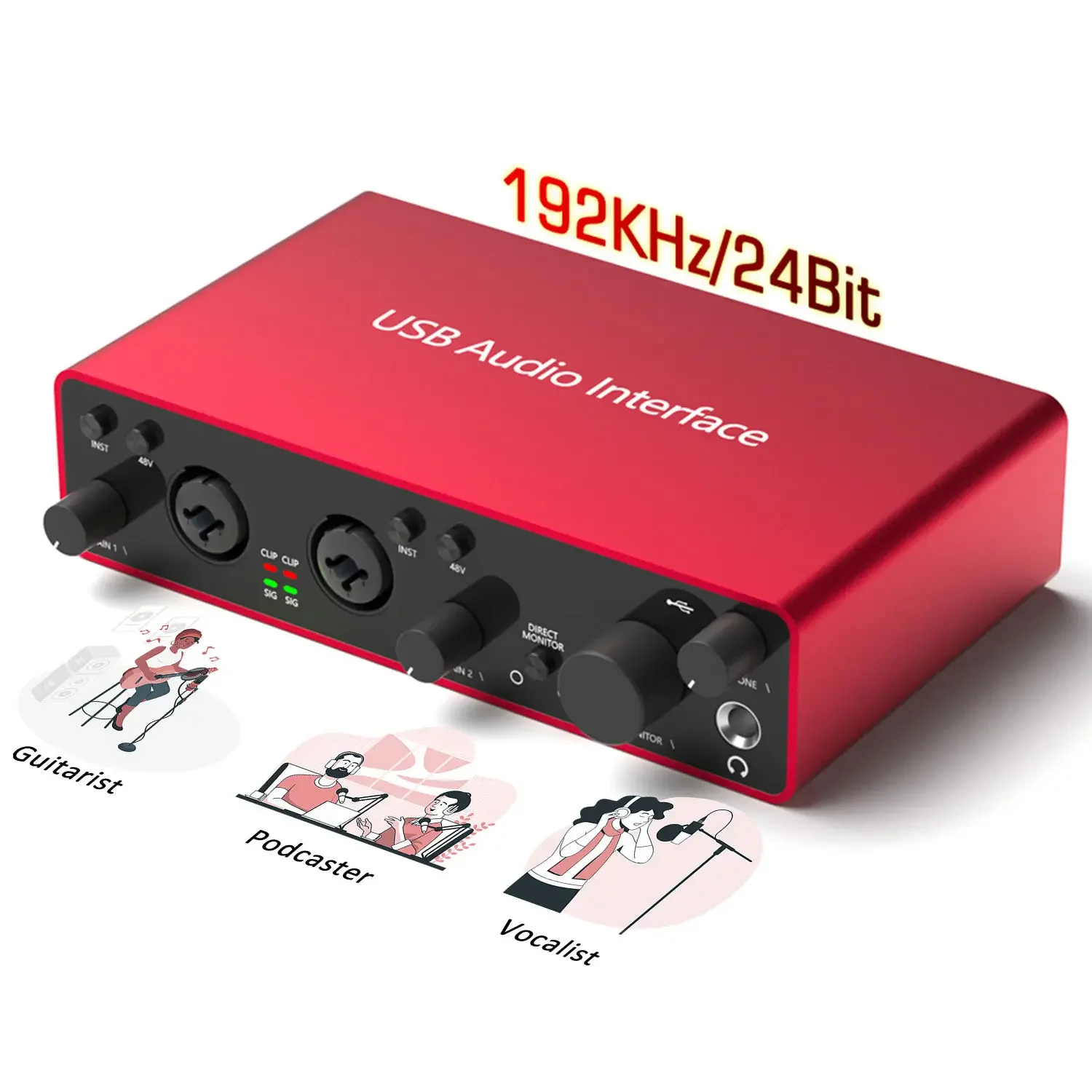 

4i4 3rd Gen Recording Sound Card 4 in4 Out USB Audio Interface Recording Sound Card For Guitar Bass Microphon