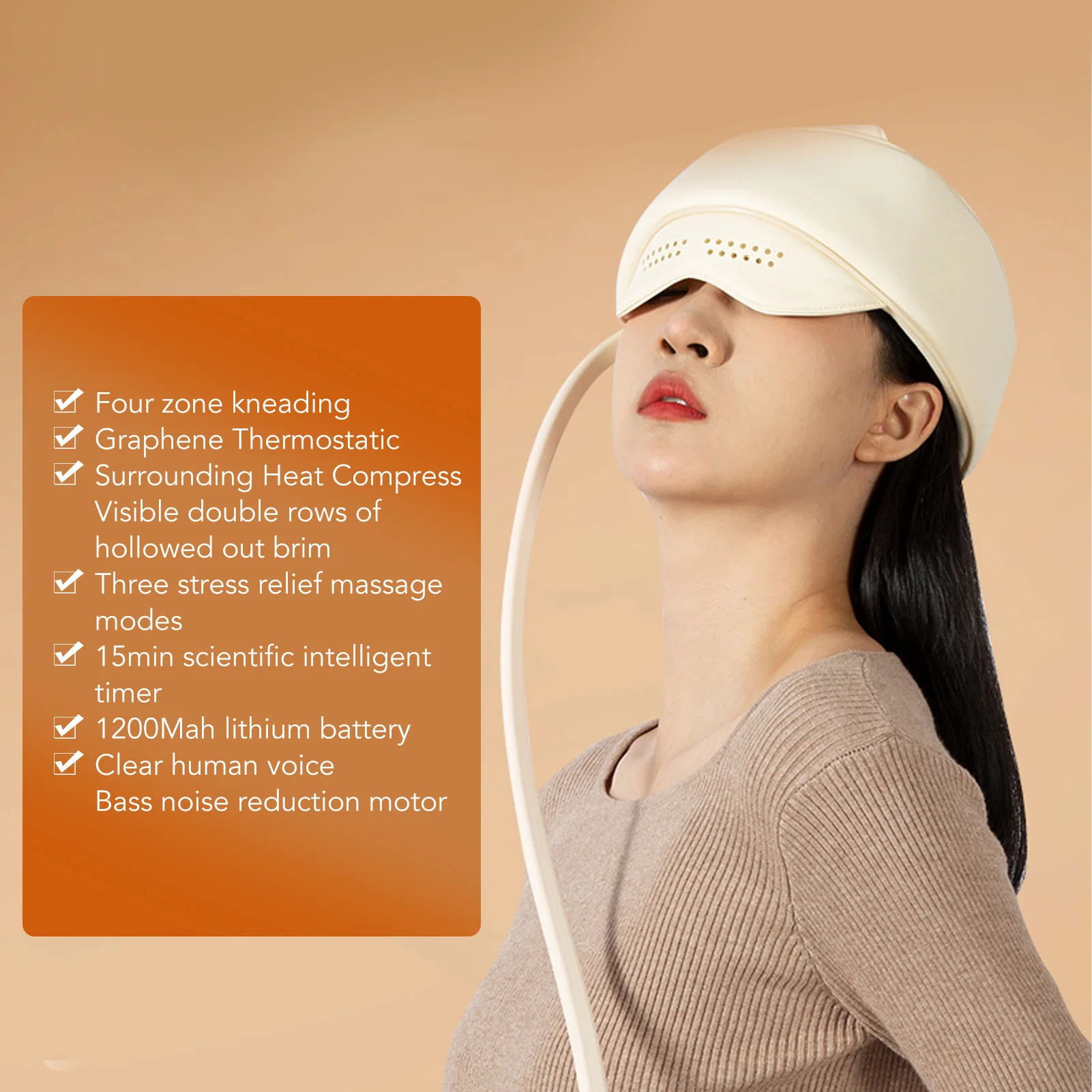 Elektrische Hoofd Oog Massager Decompressie 3 Snelheden Verwarming Professionele Draagbare Hoofd Massagerr Laag Geluid Voor Kantoor Voor Reizen