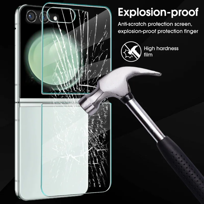 Tempered Glass Screen Protector for Samsung Galaxy Z Flip 5 Outer & Back 9H High Definition Glass Protective Films for Z Flip 5