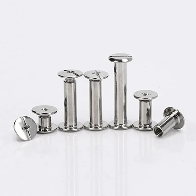 10pcs Stainless Steel Binding Chicago Screws Nails Long Studs Rivets Leather Craft Hardware Accessories Rod Length 4~100mm