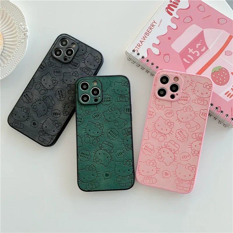 Hello Kitty Slim PU Leather Phone Case for IPhone 13 12 11 Pro XS Max XR Ultra Thin Phone Case Cover for Iphone 13 Promax Shell