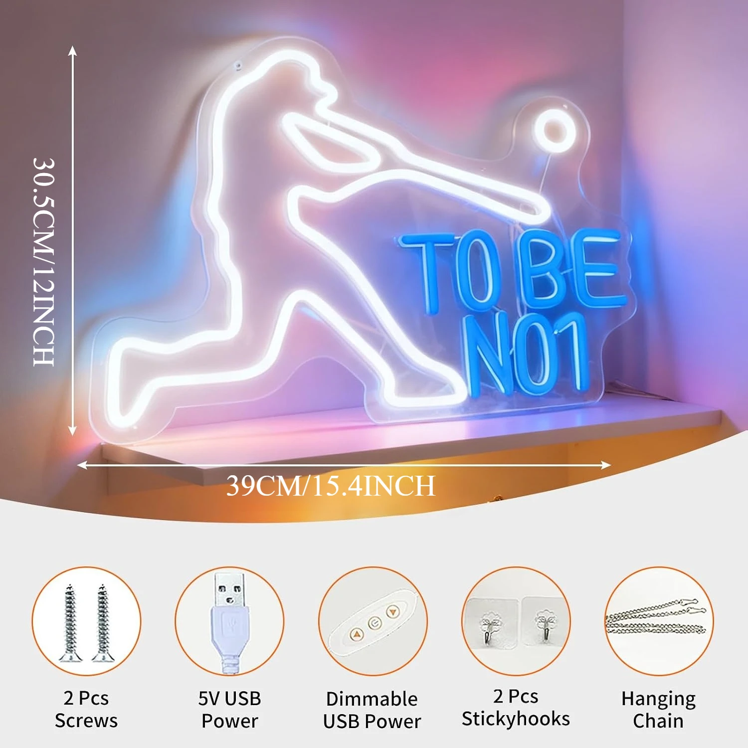 To Be No 1 LED Neon Sign USB Motivational Neon Light for Home Gym Bedroom Office Sports Room Wall Art Decor Birthday Gift