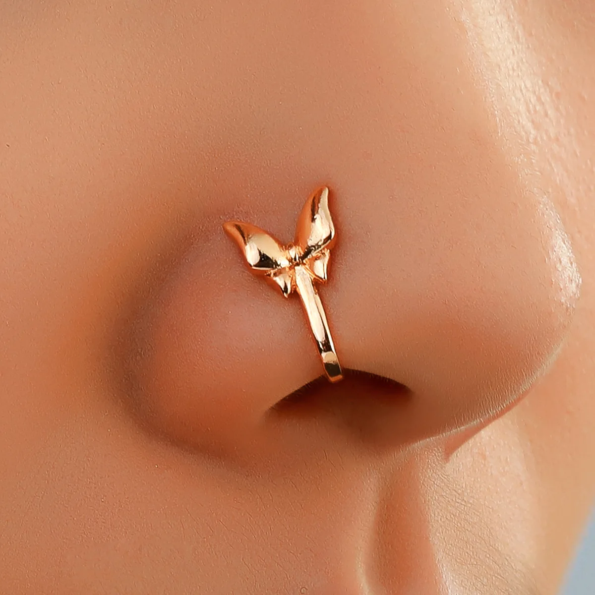 Punk Animal U-shaped Fake Piercing Nose Ring Charm Crystal Frog Rabbit Non Piercing Nose Clip Nose Cuff Fake Body Jewelry Gifts