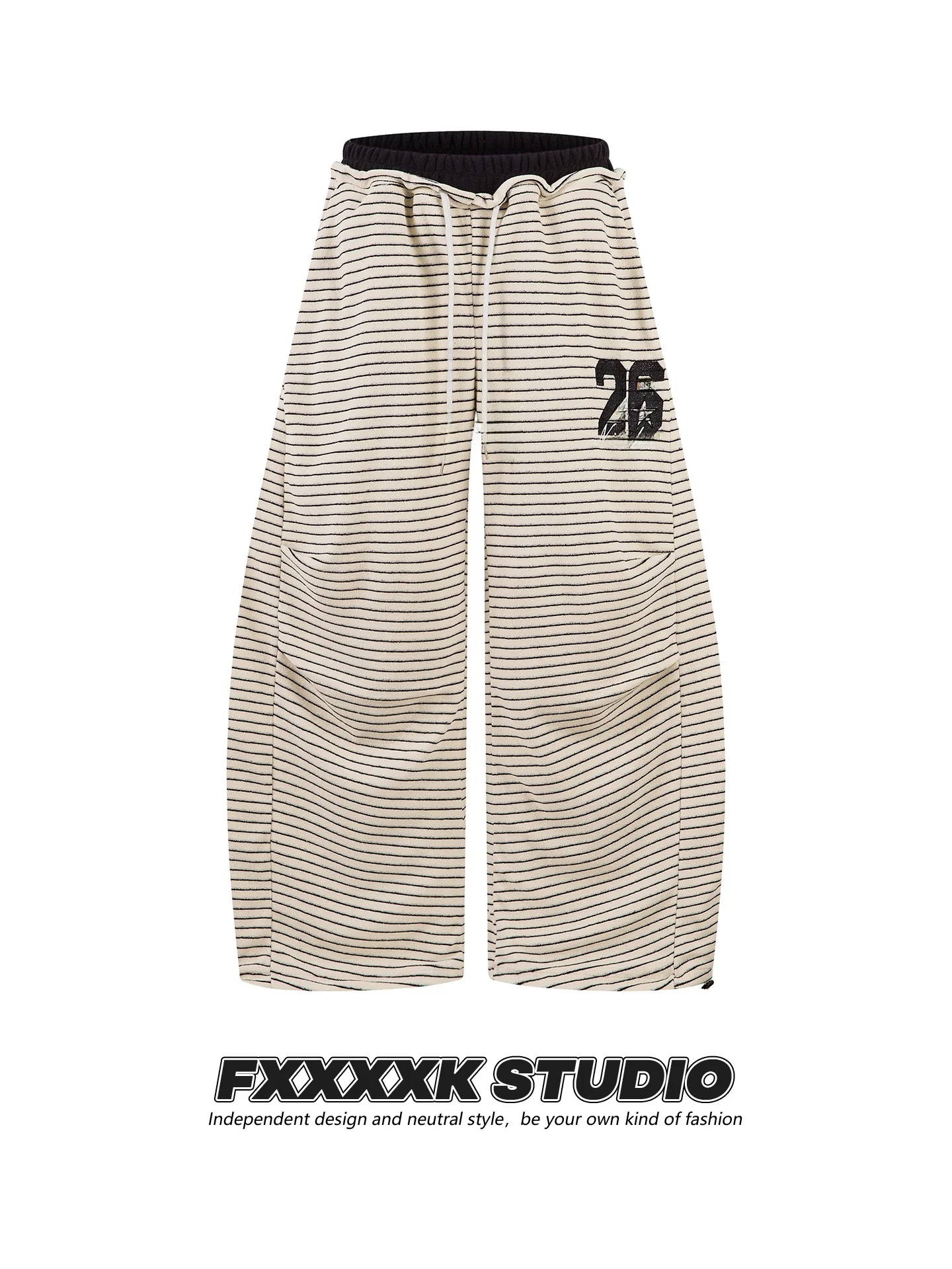 

Новые женские повседневные брюки FXK 2025 с полосками, свободные, прямые, широкие, спортивные, длинные, удобные, дышащие, с завышенной талией