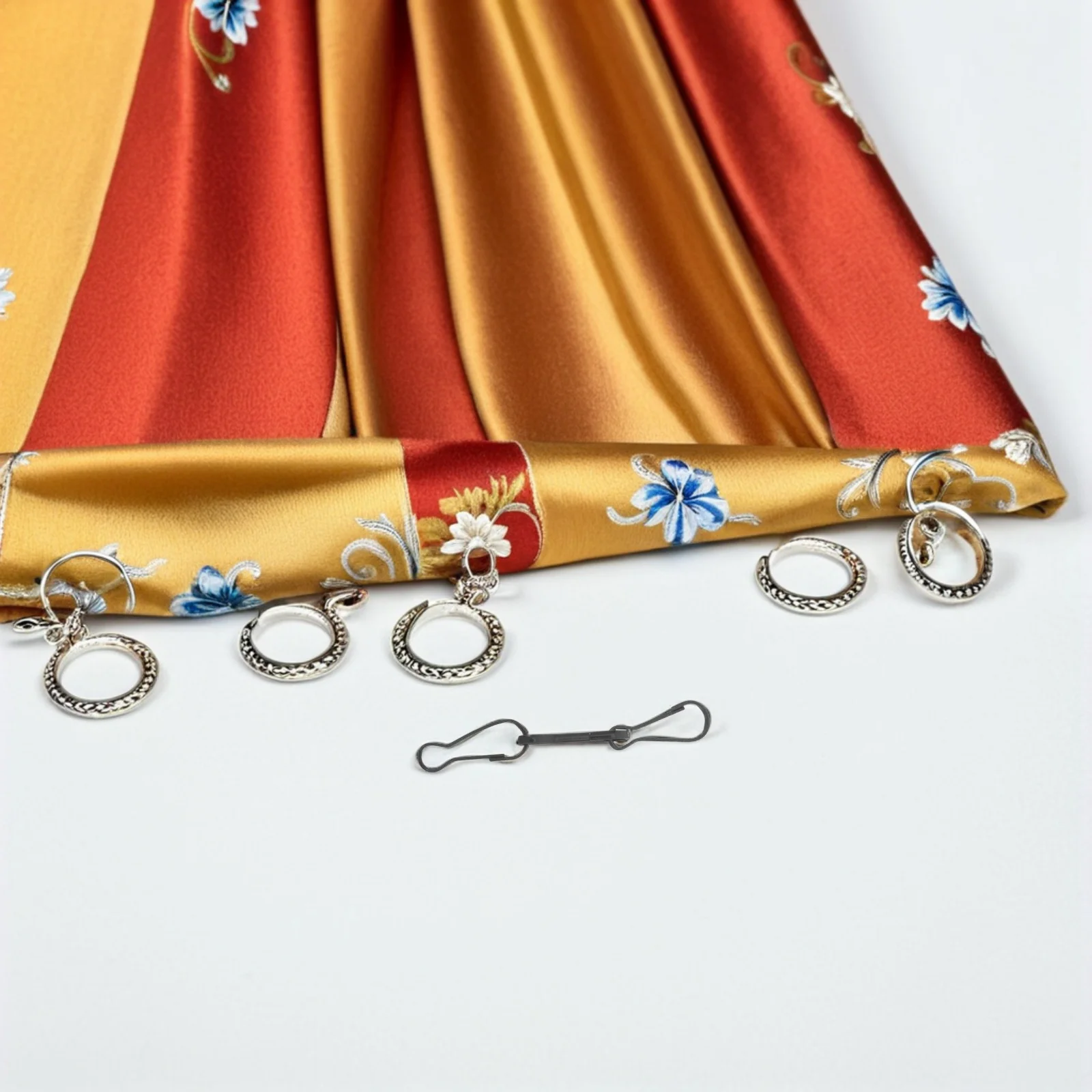 100Pcs Snap Clips Metal Spring Buckle for Curtain Tracks Drapes Tiebacks Secure Holdaway with Locking Mechanism