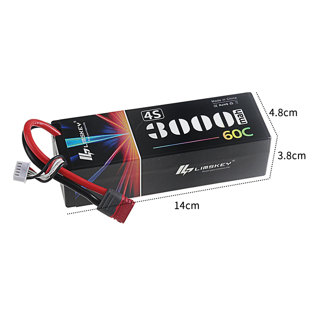 Lipo 4S 14.8V Battery 3000mAh 60C Racing Series Hard Case With T Deans Plug For RC Car Boat Buggy Car Truck Vehicle Toys Parts