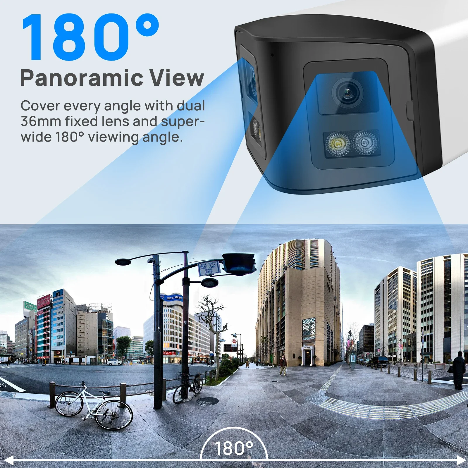 Hikvision Compatible 4k 8mp 180 ° Panoramic View, Supporting Humanoid Vehicle Detection, Built-In Audio, Speaker Network Camera