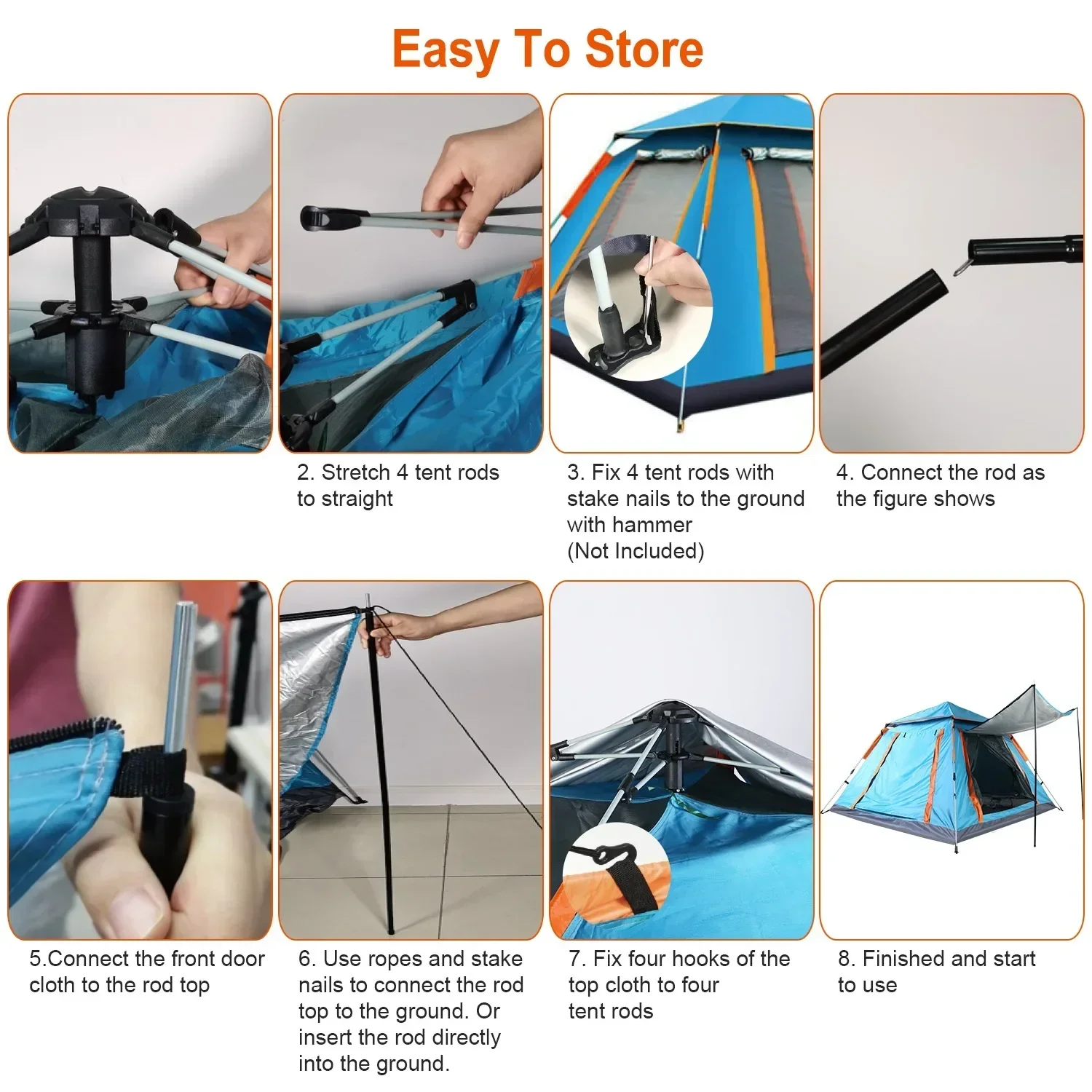 Automatic Quick Open Tent Sun-Protection Portable Hexagonal Tent Waterproof Beach Travel Tent for Family 4-5/5 People view 2