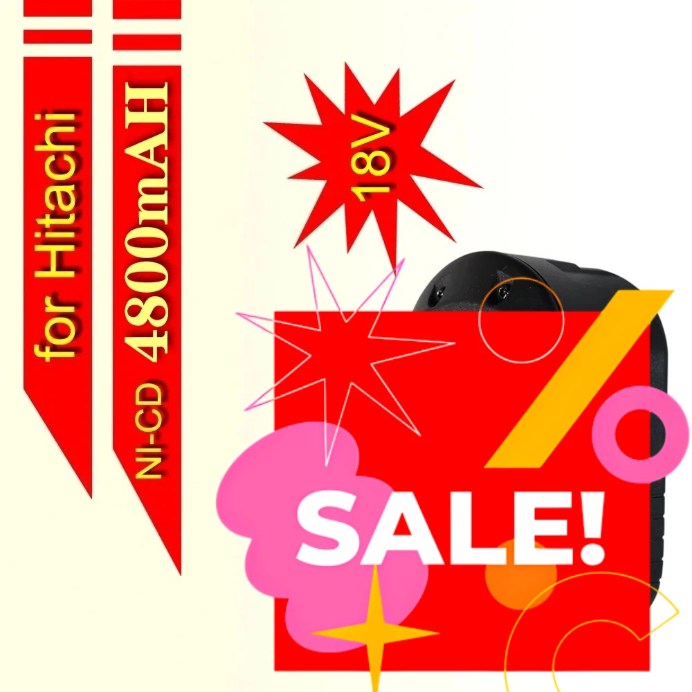 

For Hitachi 18V NI-CD 4800mAh Power Tool Screwdriver Drill: EB1820 EB1812 EB1830H EB1833X EB18B