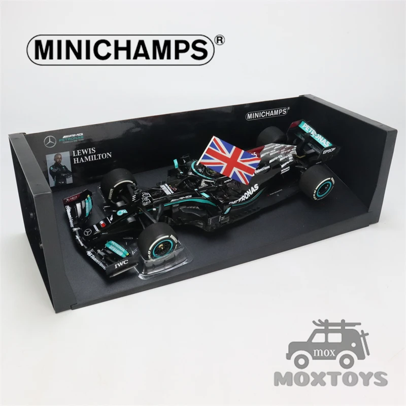 MINICHAMPS 1:18 F1 2021 MB PETRONAS W12 E #44 L.HAMILTON Winner BRITISH  W/FLAG Diecast Model Car