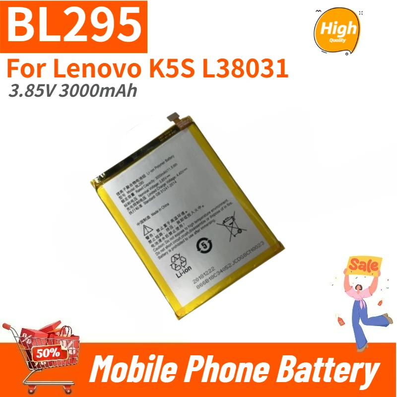 

BL295 High Quality Phone Battery 3.85V 3000mAh For Lenovo K5S L38031 Brand New Replacement Battery